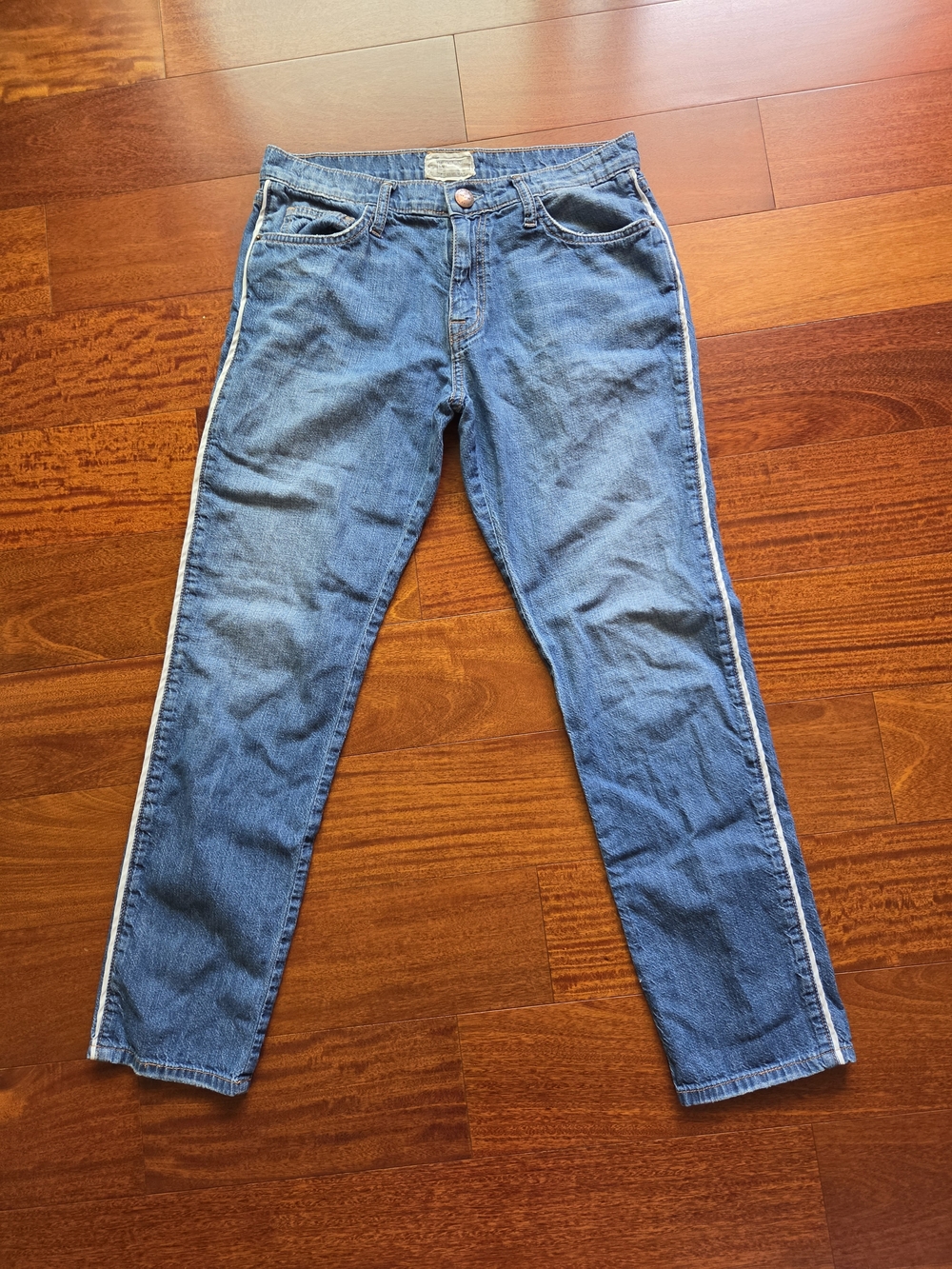 Current/Elliott Denim Jeans with White Side Stripe